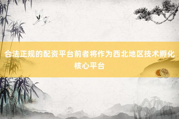 合法正规的配资平台前者将作为西北地区技术孵化核心平台